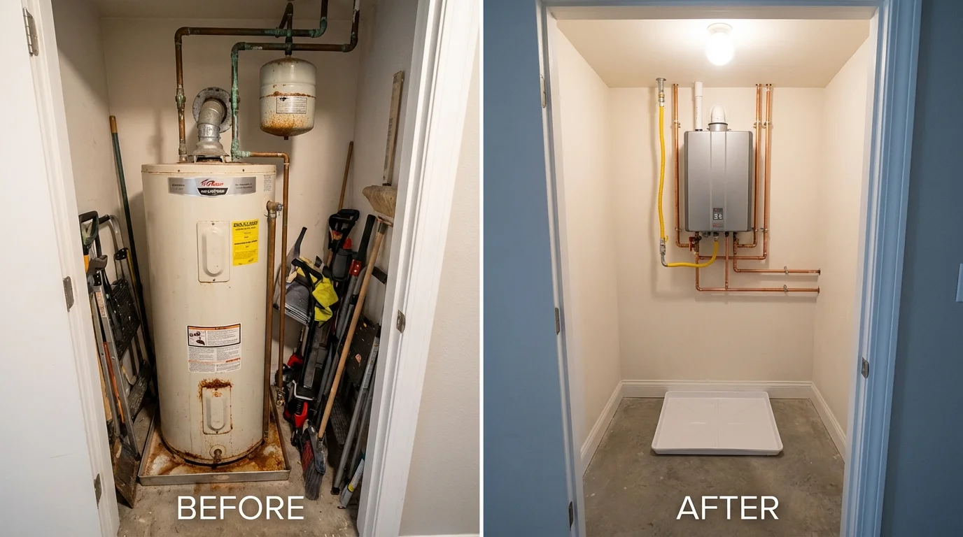 Tank water heater versus wall-mounted tankless unit comparison for Battle Mountain, NV homeowners