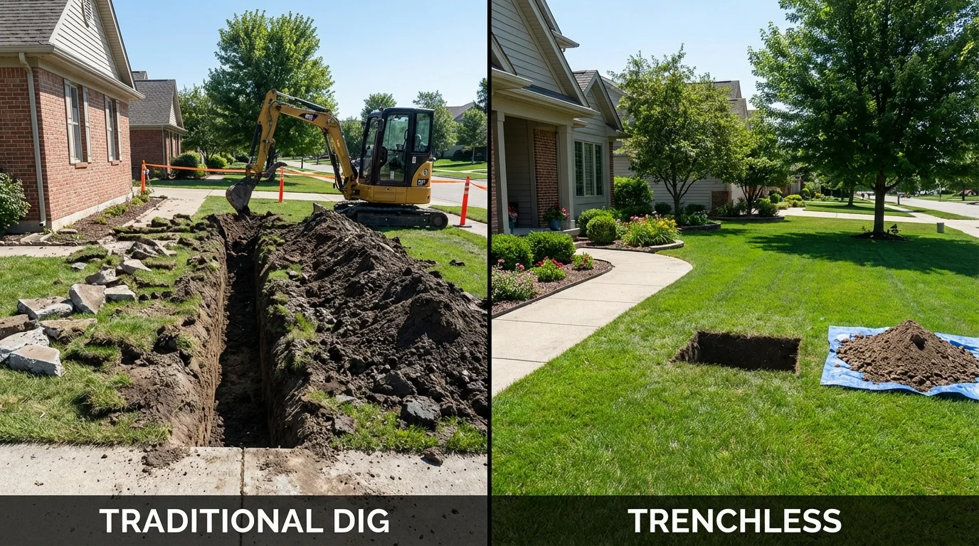 Trenchless sewer repair with minimal yard damage versus traditional excavation in Battle Mountain, NV